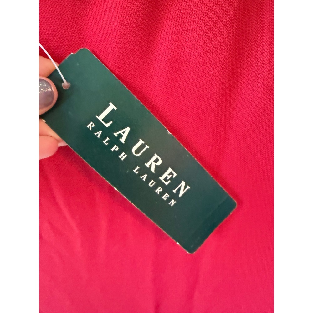 Lauren Ralph Lauren Red Cowl Neck Sleeveless Midi Dress Size M New With Tags - Picture 6 of 9